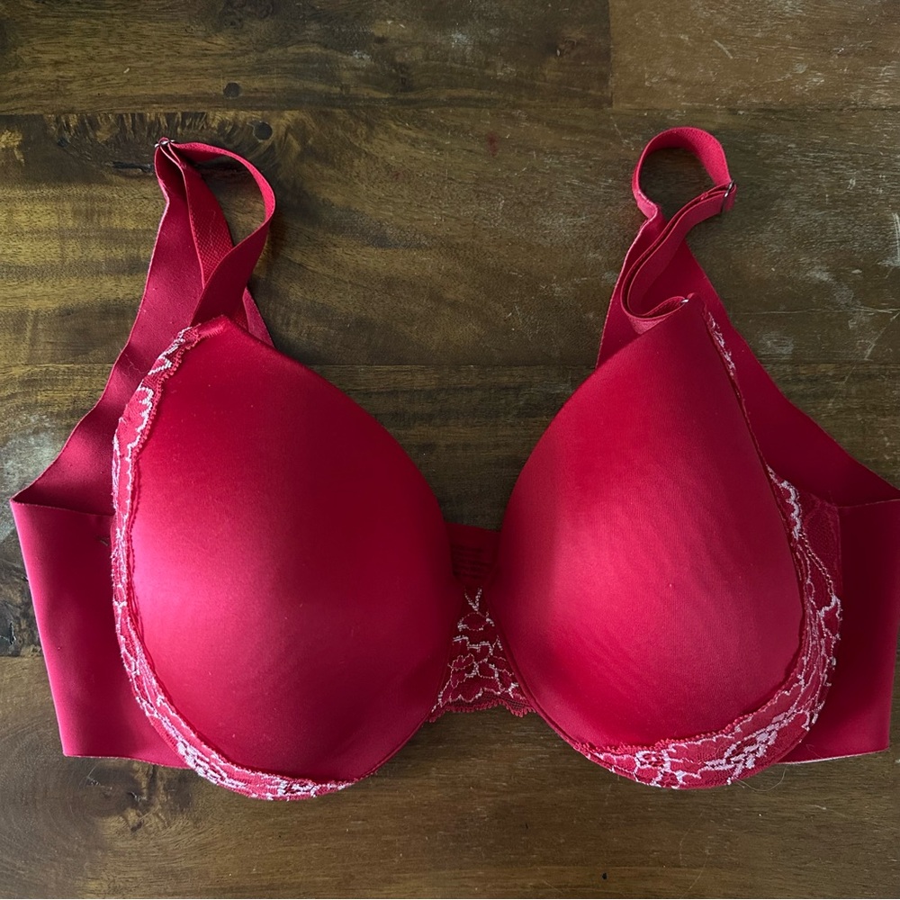 Soma Vanishing back FC Lace Trim Red underwire Bra 36D